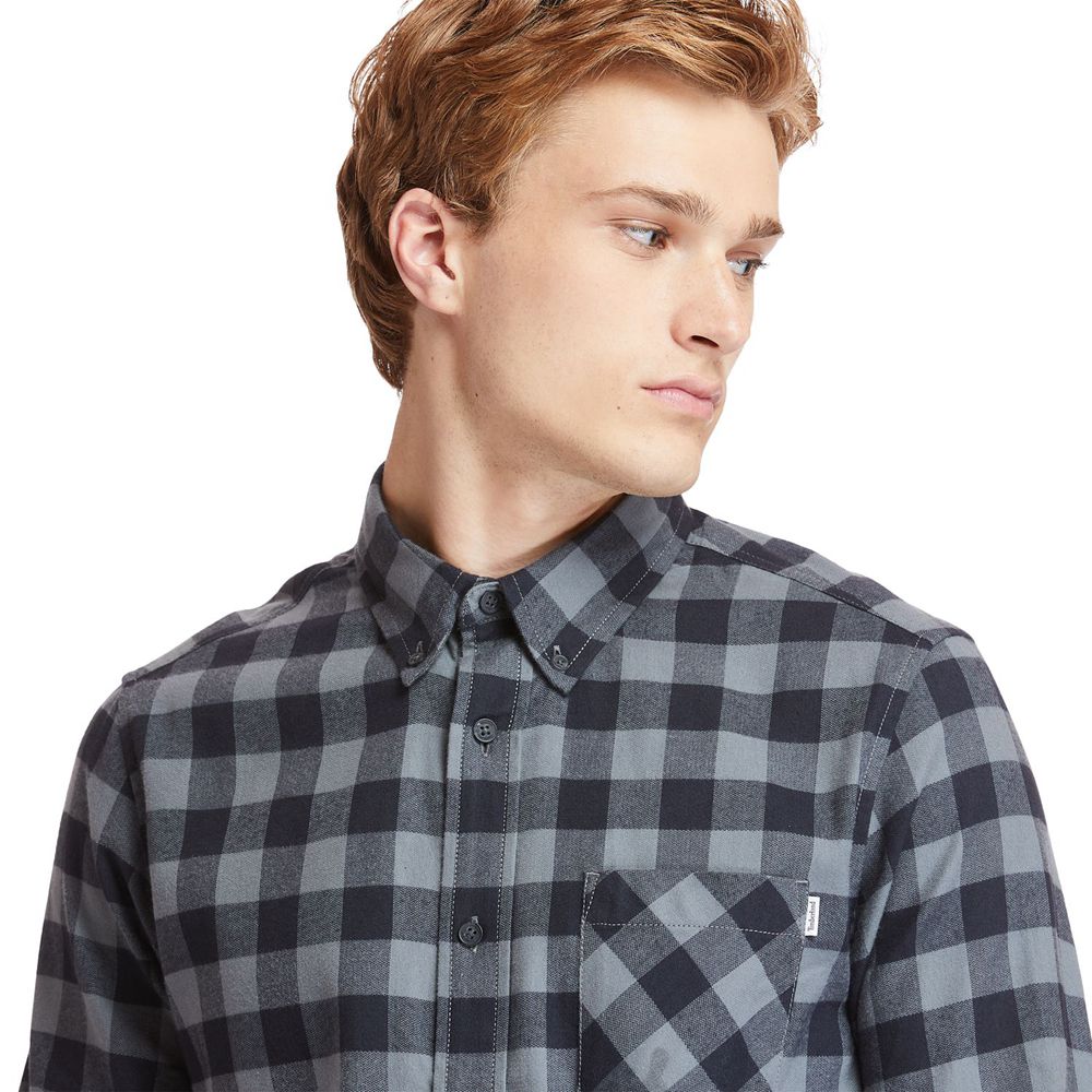 Timberland Πουκαμισα Ανδρικα Γκρι - Nashua River Long-Sleeve Flannel Check - Greece 6943825-EI